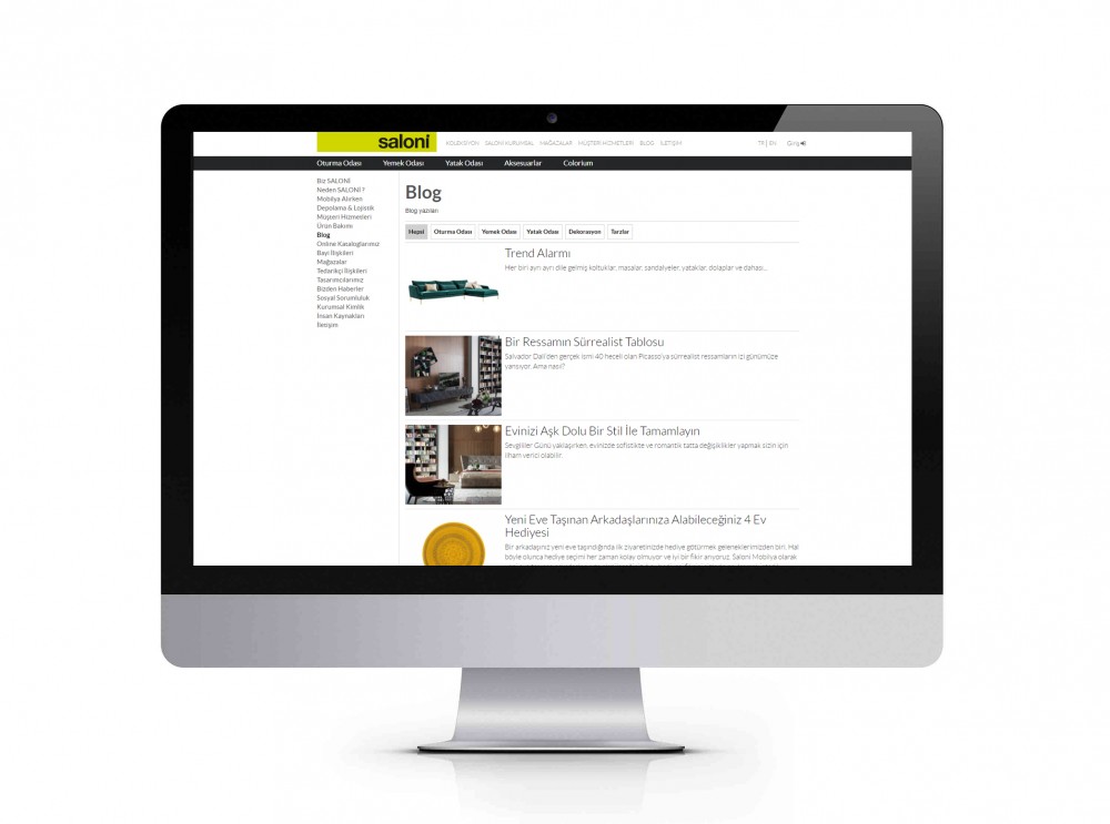Yazılım teknoloji güçlü bir alt yapı “Saloni” İnternet Sayfa Tasarımı ve Yazılımı